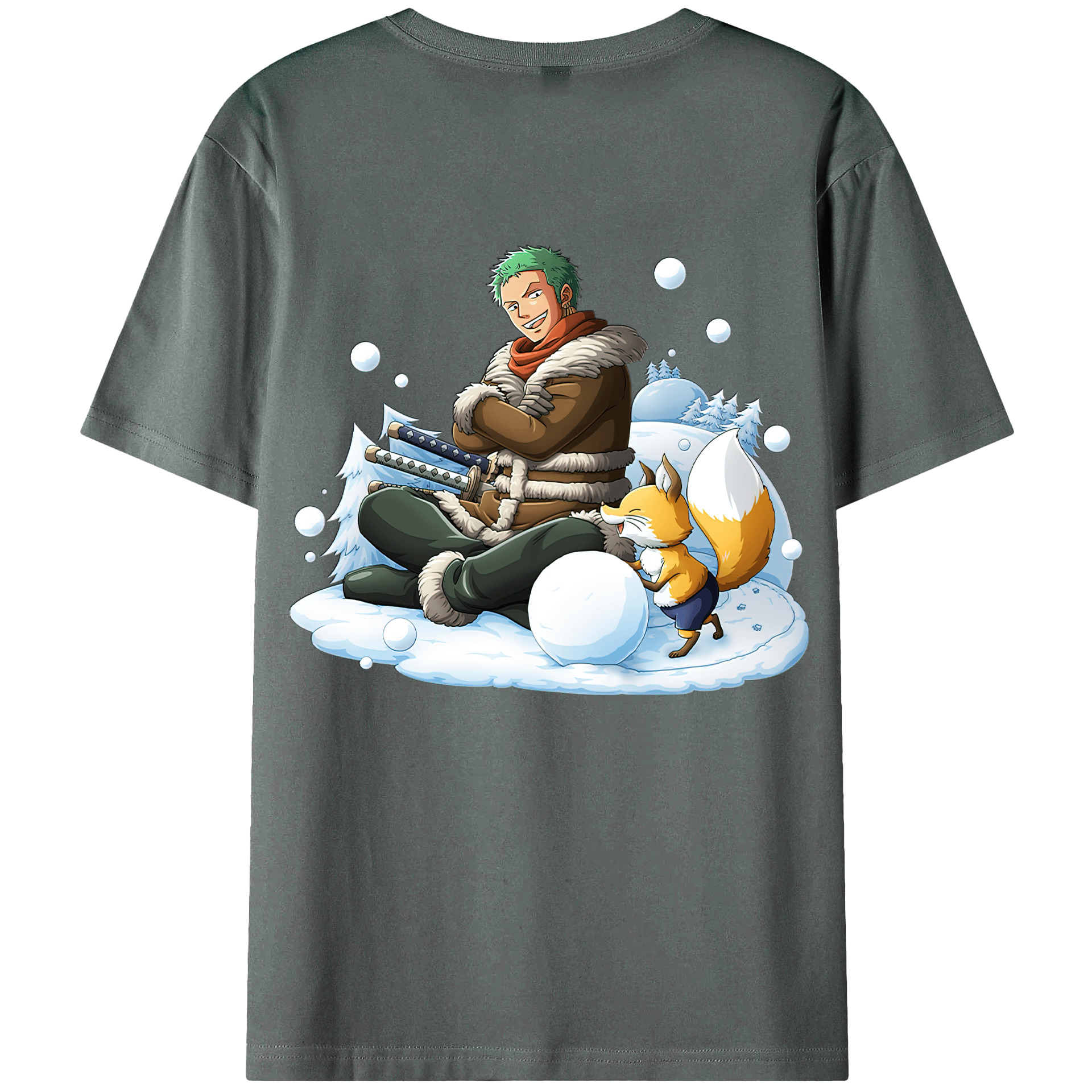 ワンピース ロロノア・ゾロ ONE PIECE Roronoa Zoro 綿100％ メンズ半袖Tシャツ（バックプリント） 通気性